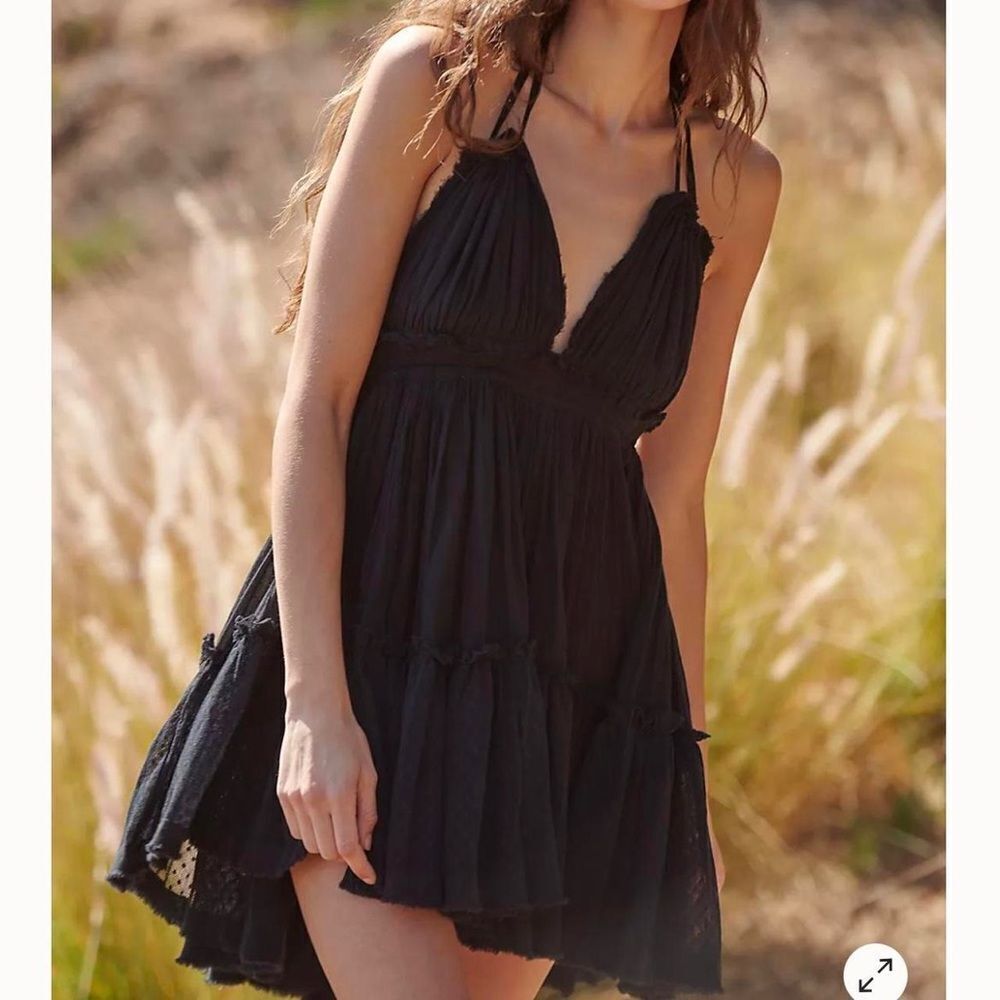 Kaya Boutique Black Halter Tiered Mini Dress Backless One Size
